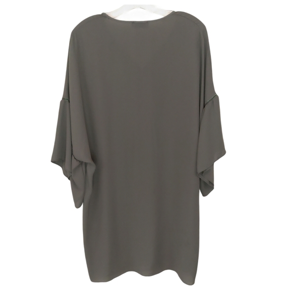 Lola & Sophie Grey Ruffle Bell Sleeve Sheath Dress - Picture 2 of 12